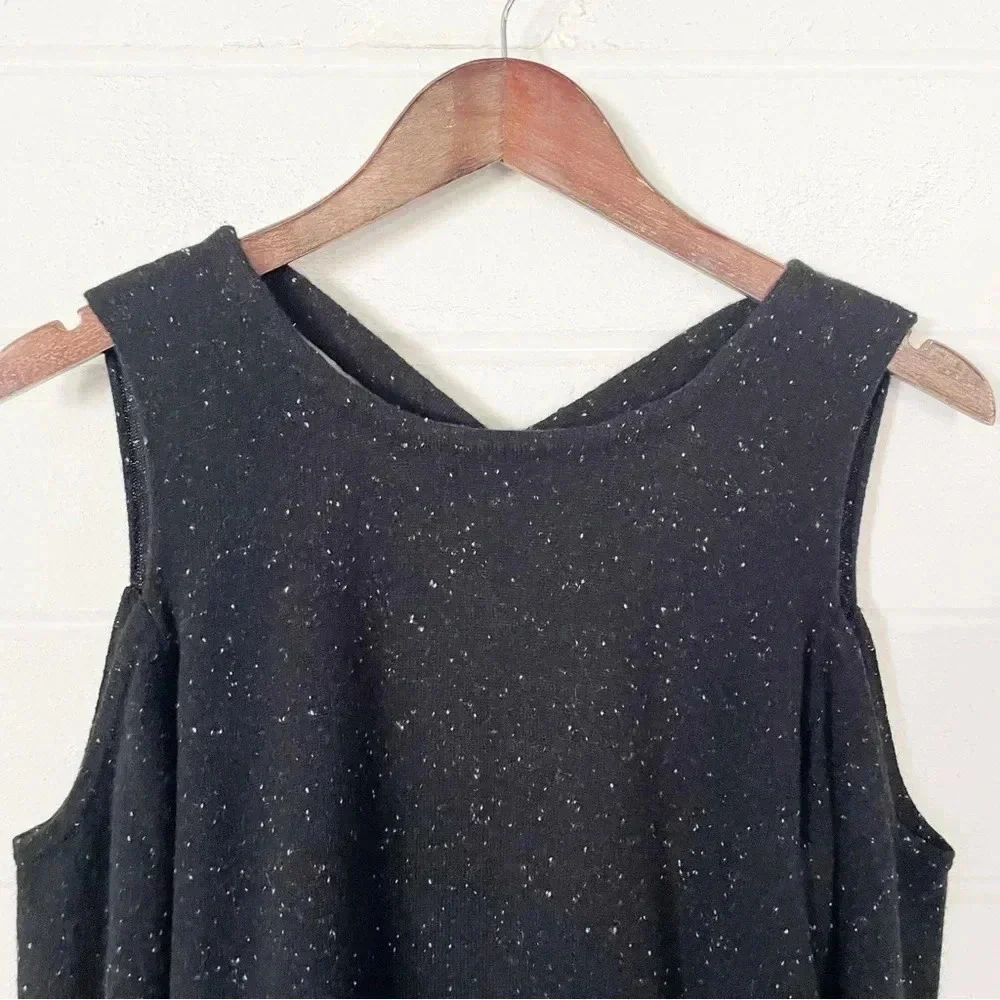 Generation Love Black Speckled Open Shoulders Lattice Back Cashmere Sweater M - Picture 3 of 11